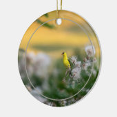 goudvink en distel herfst keramisch ornament (Links)