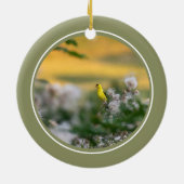 goudvink en distel herfst keramisch ornament (Achterkant)