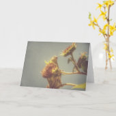 Goudvink en een zonnebloem Retro Fotografie Kaart (Gele Bloem)
