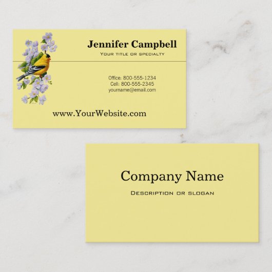 goudvink en witte appelbloesem visitekaartje (Voorkant / Achterkant)