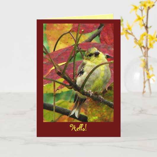 Goudvink in de herfstvriendschap kaart (Gele Bloem)