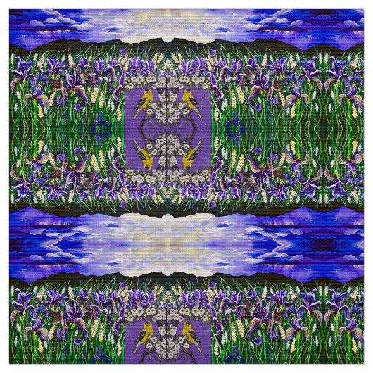 Goudvink in Iris Fields Stof (Swatch)