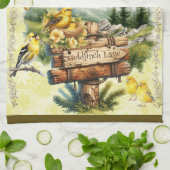 Goudvink lane geel gouden vink theedoek (Gevouwen)