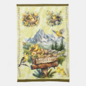 Goudvink lane geel gouden vink theedoek (Verticaal)