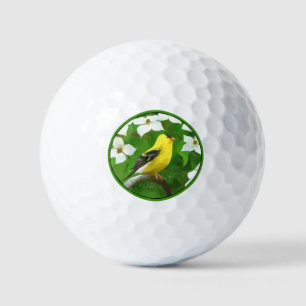 Goudvink Schilderij - Cute Originele Hond Kunst Golfballen