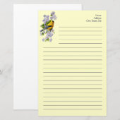 Goudvink Vogel & Appelbloesems Geel Briefpapier (Voorkant / Achterkant)