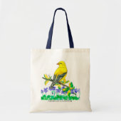 Goudvink Vogel Paarse Violets Wildflowers Tote Bag (Voorkant)