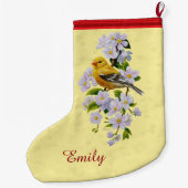 Goudvinken en appelbloesem-geel grote kerstsok (Achterkant)