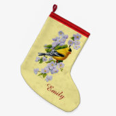 Goudvinken en appelbloesem-geel grote kerstsok (Voorkant (Hangend))