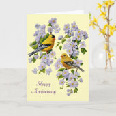 Goudvinken en appelbloesem kaart (Gele Bloem)