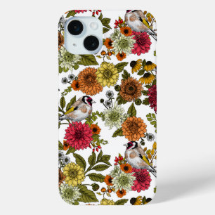 goudvinken en bloemen iPhone 15 mini hoesje