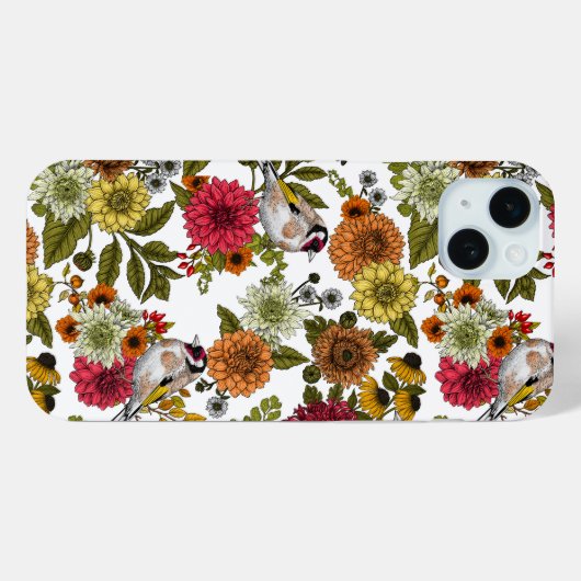 goudvinken en bloemen Case-Mate iPhone case (Achterkant (horizontaal))