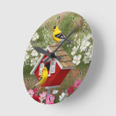 Goudvinken en katoenhuis ronde klok (Hoek)