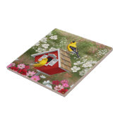 Goudvinken en katoenhuis tegeltje (Zijkant)