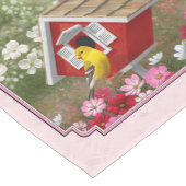 Goudvinken en rode vogelhuisje roze medium tafelloper (Hoek)