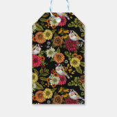 Goudvinken in de tuin op zwart cadeaulabel (Achterkant)