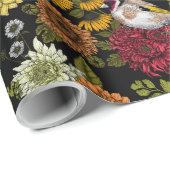 Goudvinken in de tuin op zwart cadeaupapier (Rol Hoek)