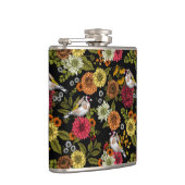 Goudvinken in de tuin op zwart heupfles (Rechts)