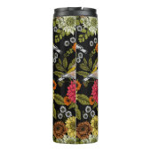 Goudvinken in de tuin op zwart thermosbeker (Achterkant)