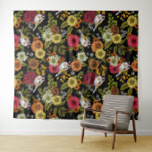 Goudvinken in de tuin op zwart wandkleed (In Situ (horizontaal))