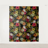 Goudvinken in de tuin op zwart wandkleed (Voorkant)