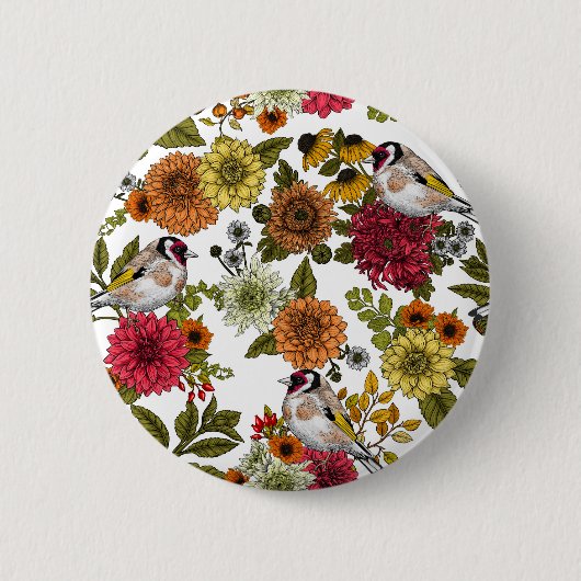 Goudvinken in de tuin ronde button 5,7 cm (Voorkant)
