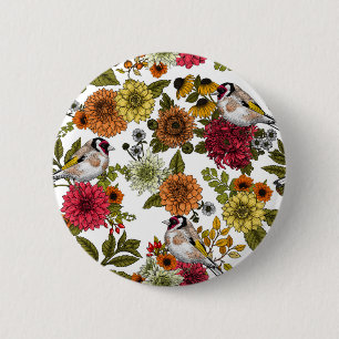 Goudvinken in de tuin ronde button 5,7 cm