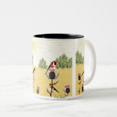 Goudvinken op distels tweekleurige koffiemok (Voorkant rechts)