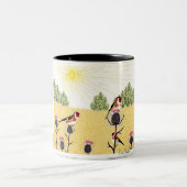 Goudvinken op distels tweekleurige koffiemok (Center)