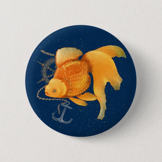 Goudvis Anker Scheprad Zeevaart Knop Ronde Button 5,7 Cm (Voorkant)