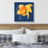 Goudvis Anker Schip Wiel Nautisch Canvas (Insitu (Slaapkamer))