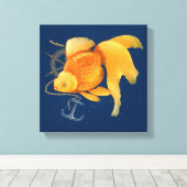 Goudvis Anker Schip Wiel Nautisch Canvas (Insitu (Houten vloer))