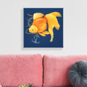 Goudvis Anker Schip Wiel Nautisch Canvas (Insitu (Woonkamer))