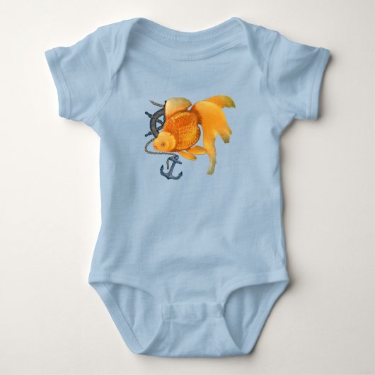 Goudvis Anker Schip Wiel Nautische Bodysuit (Voorkant)