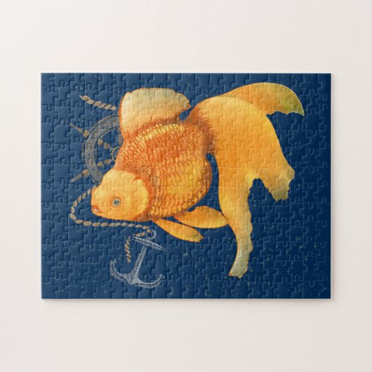 Goudvis anker schip wiel nautische puzzel legpuzzel (Horizontaal)