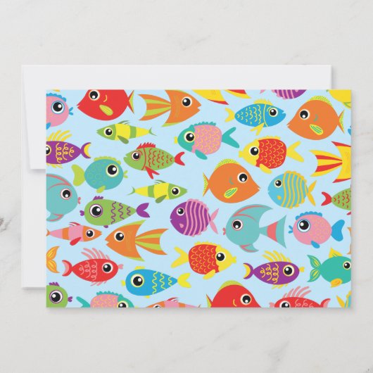 Goudvis Aquarium 1e verjaardag Cute Uitnodigingen (Achterkant)