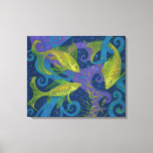 Goudvis, blauw en geel, onderwater canvas afdruk (Voorkant)
