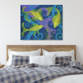 Goudvis, blauw en geel, onderwater canvas afdruk (Insitu (Slaapkamer))
