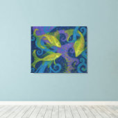 Goudvis, blauw en geel, onderwater canvas afdruk (Insitu (Houten vloer))