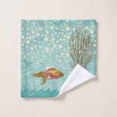 Goudvis Blauwgroen Pearl Confetti Seaweed Bad Handdoek (Wasdoekje)