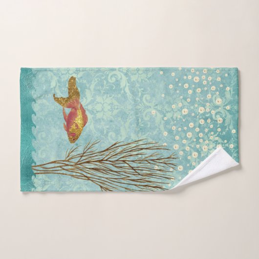 Goudvis Blauwgroen Pearl Confetti Seaweed Bad Handdoek (Handdoek)