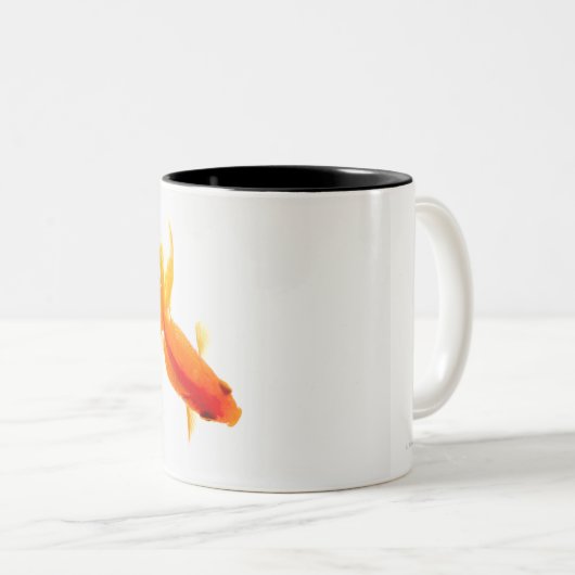 Goudvis, bovengronds uitzicht tweekleurige koffiemok (Voorkant rechts)