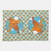 Goudvis en bubbels Grafisch Patroon op maat Theedoek (Horizontaal)