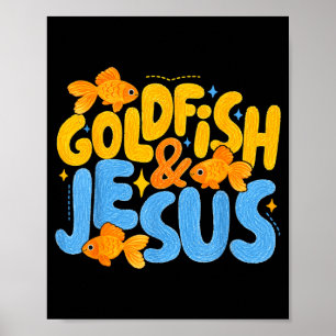 Goudvis En Jezus Christelijke Jongen Kinderen Jong Poster