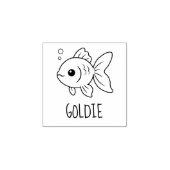 Goudvis huisdier aangepaste naam 1x1 rubberstempel (Afrduk)