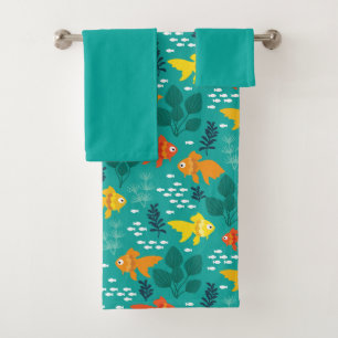 Goudvis in aquarium bad handdoek