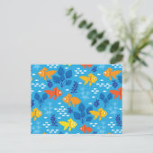 Goudvis in aquarium briefkaart (Staand voorkant)