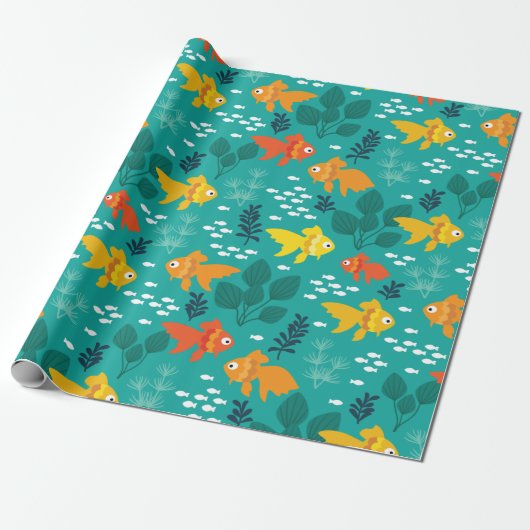 Goudvis in aquarium cadeaupapier (Uitgerold)