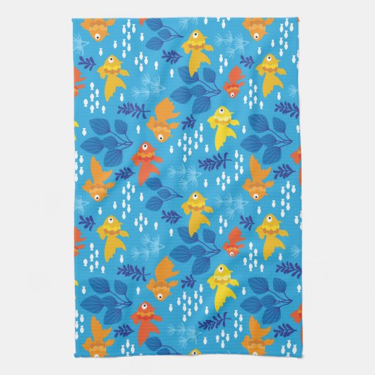 Goudvis in aquarium theedoek (Verticaal)