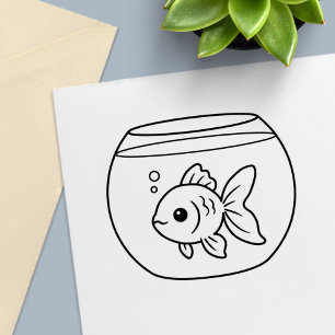 Goudvis in een aquarium  zelfinktende stempel
